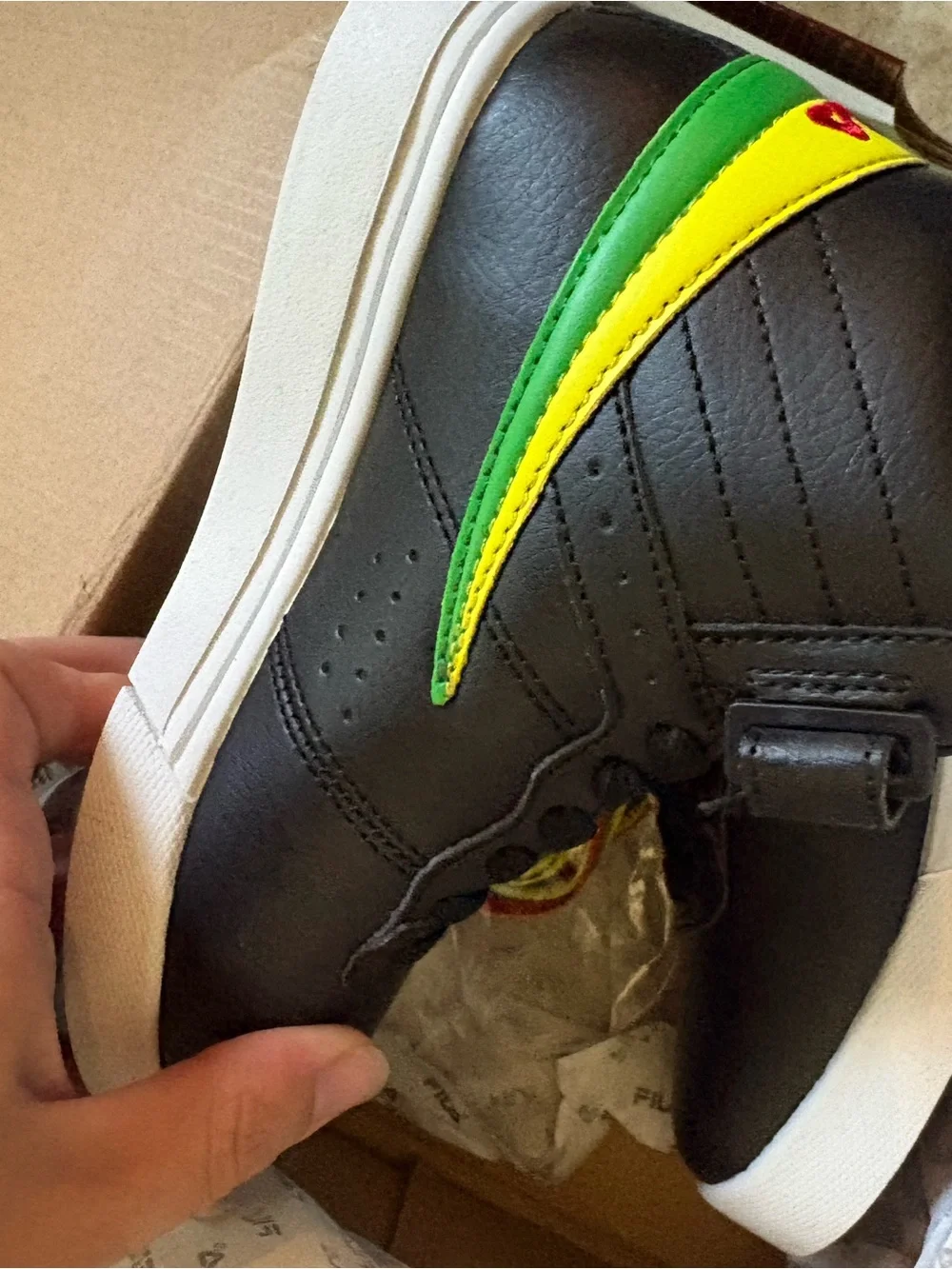 Fila Kids Black Sneakers with Yellow & Green Accents